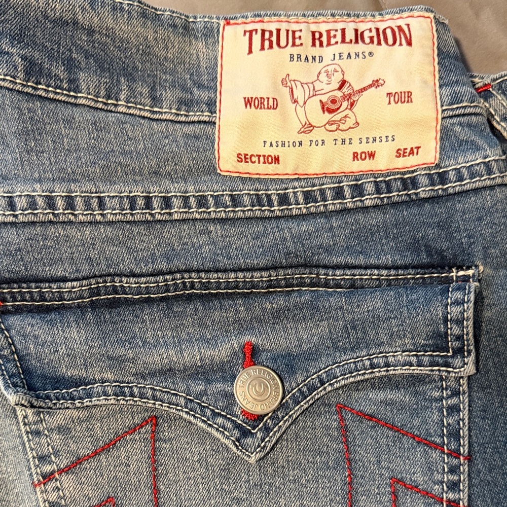 Men's Blue Jeans with Red Accent